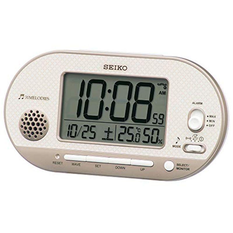 セイコークロック(Seiko Clock) 置き時計 薄ピンクゴールド 本体サイズ: 8.1×15.9×4.9cm 目覚まし時計 電波 デジ