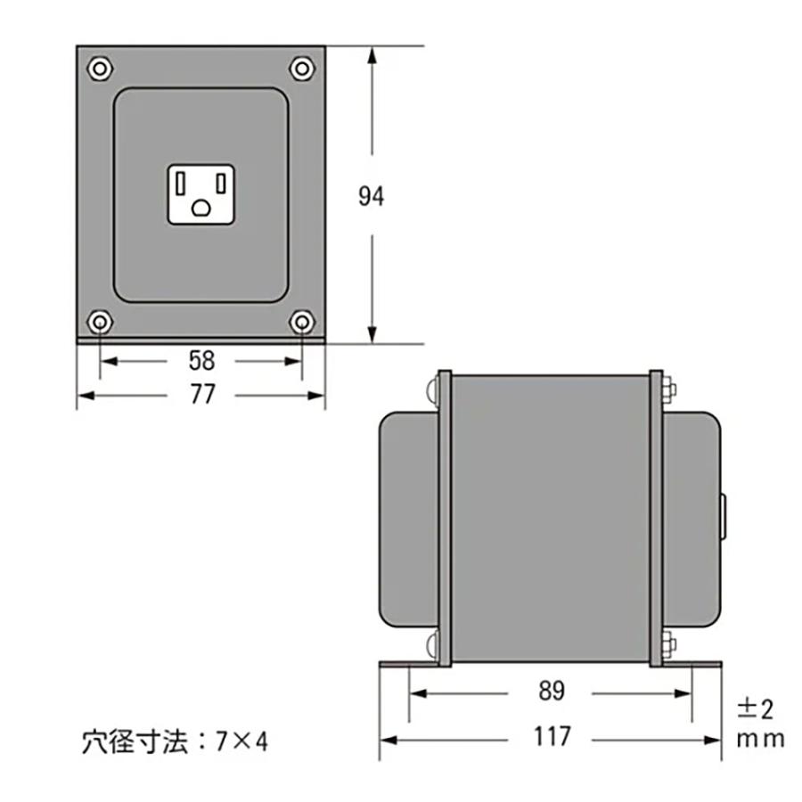 100V⇒110V~120V1.0KVA 単相単巻トランス(コンセント3P→3P) [SU-10EE]_4
