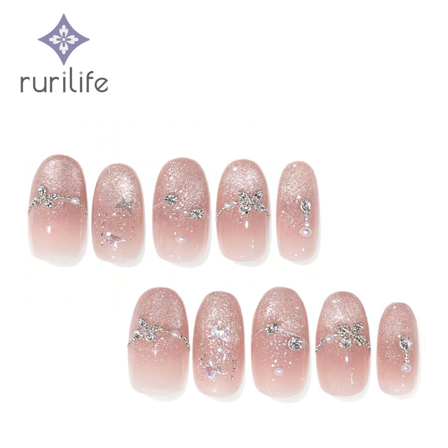 ネイルチップ ダイヤモンド 蝶 ショート 大人 かわいい 春 手作り