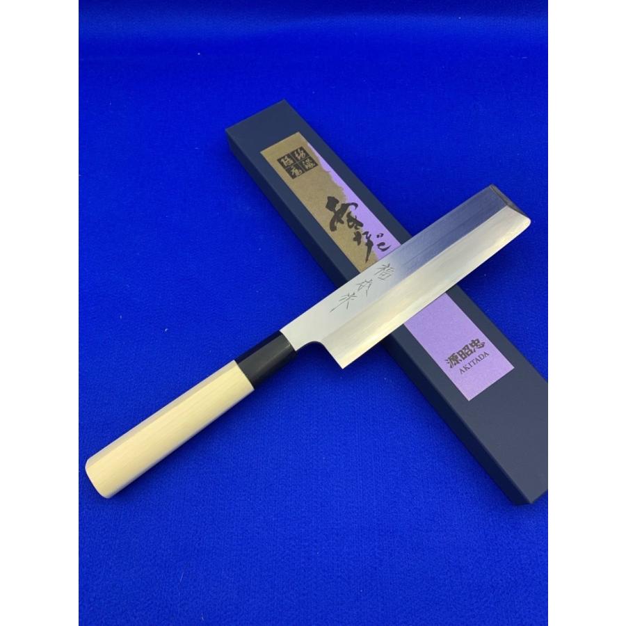 源昭忠 白ニ鋼 薄刃包丁 180mm 江戸薄刃 角型 東型 福本作 水野鍛錬所 本鍛練 水牛柄 手打ち 安来鋼 堺 白紙の画像
