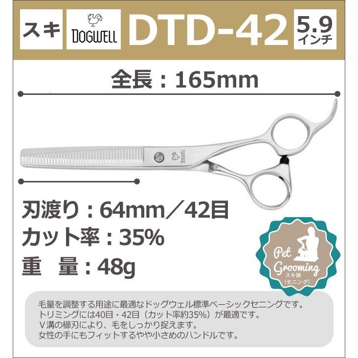 トリミングシザー 東光舎 DOGWELL ドッグウェル DTD-42 カット＆セニングシザー 送料無料【CP】｜togishokunin｜02