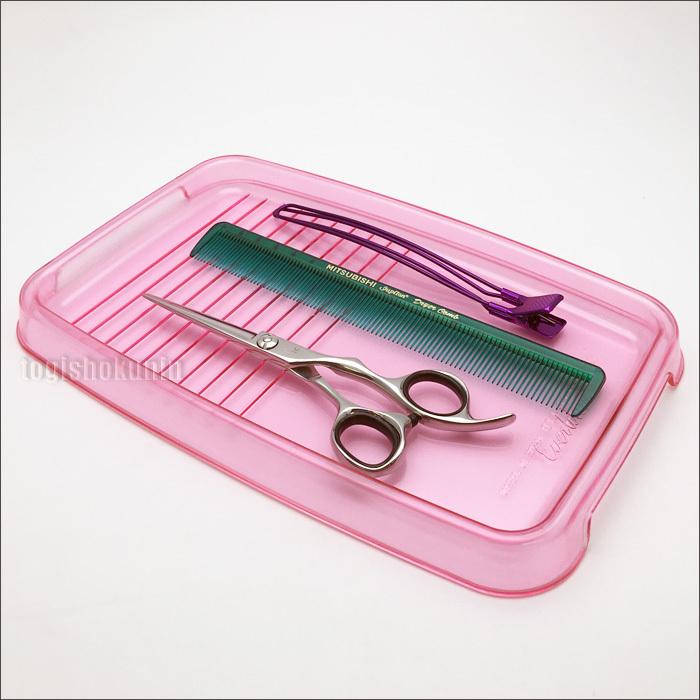 はさみ皿 エバーメイト ウェーブ台皿 クリアピンク シザートレー