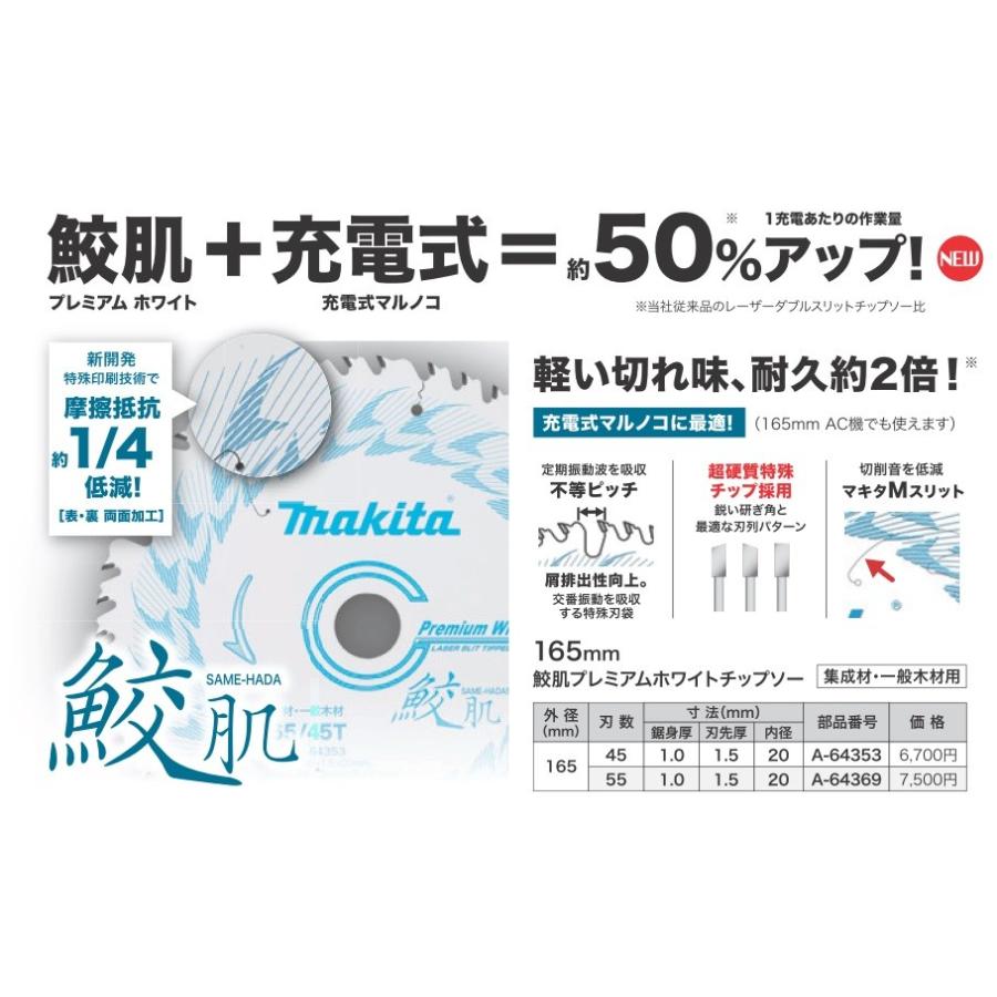 マキタ（makita） 鮫肌プレミアムホワイトチップソー 165×45P A-64353