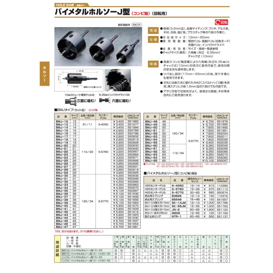 ハウスビーエム ハウスBM バイメタルホルソーJ型(コンビ軸)(回転用