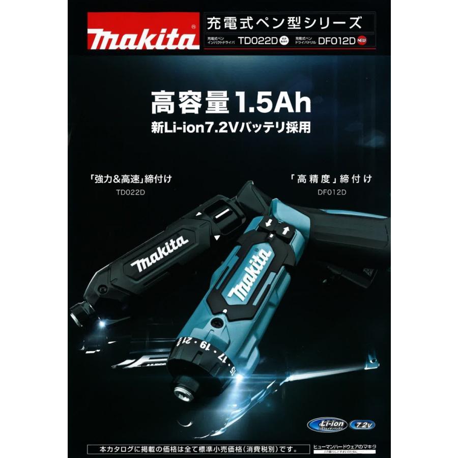 マキタ　7.2V(1.5Ah)充電式ペンドライバドリル　DF012DSHX 青｜togiyanet｜02