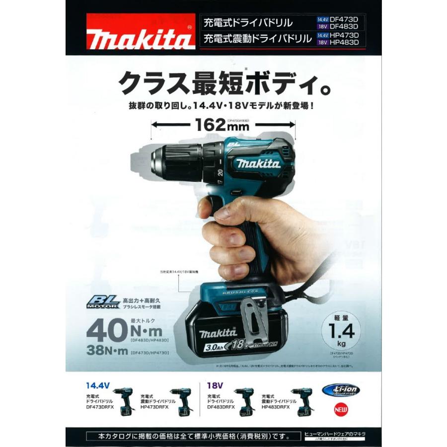 マキタ 14.4V充電式ドライバドリル DF473DZ 本体のみ : df473dz : プロ 