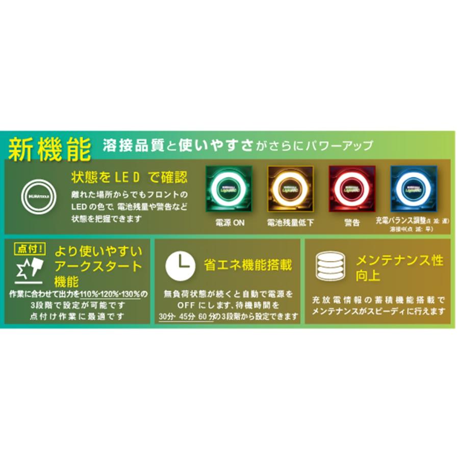 マイト工業 育良精機 ポータブルバッテリー溶接機 ライトアーク ISK
