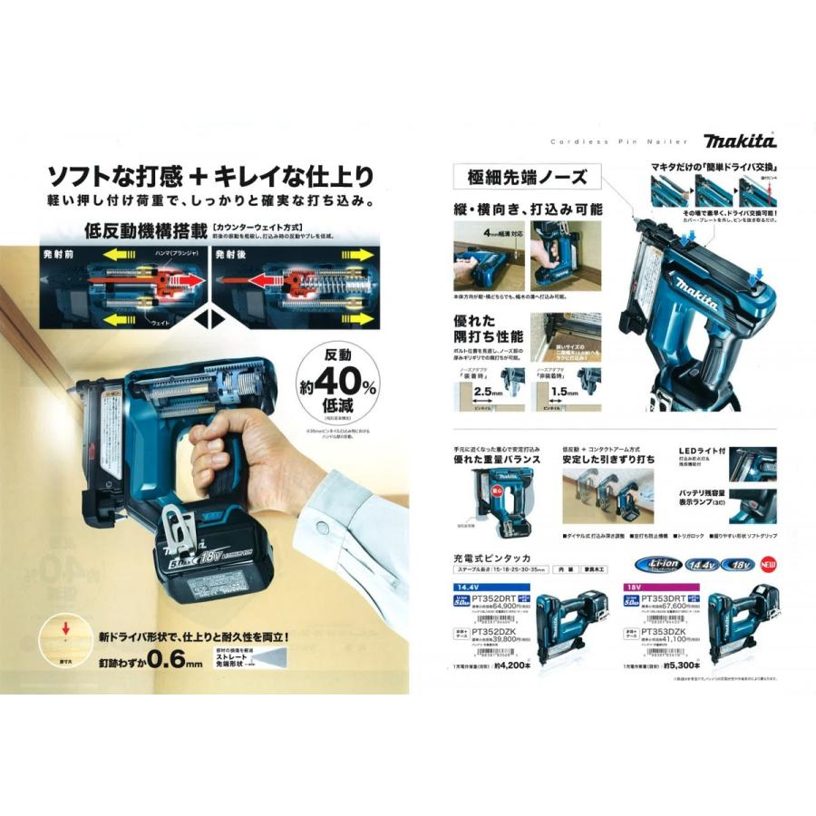 マキタ 18V充電式ピンタッカ PT353DZK (本体+ケース)|togiyanet|03