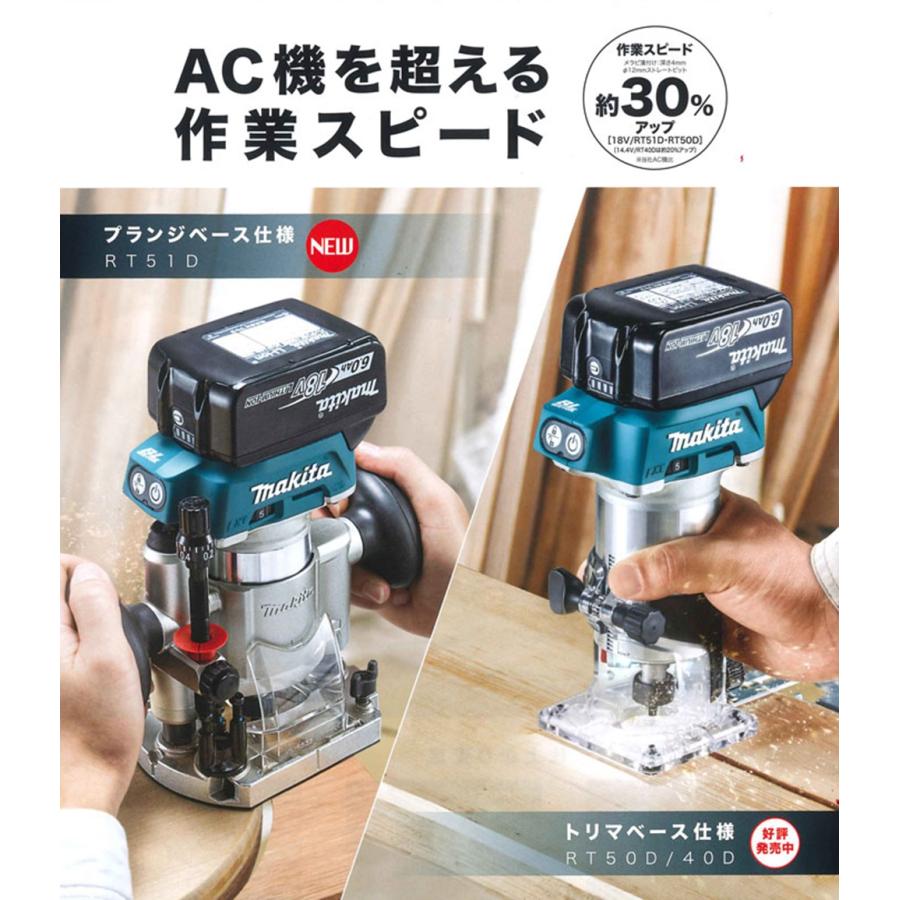 makita マキタ 18V対応 充電式トリマ プランジベース 本体のみ RT51DZ 中古美品 【工具専門店 テイクハンズ金沢野々市店】 マキタ（makita） 18V充電式トリマ RT51DZ(本体のみ) プランジベース