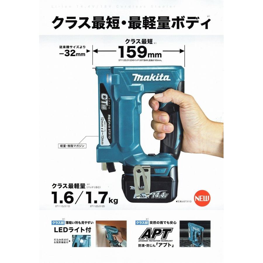 マキタ（makita） 18V充電式タッカ ST112DZK(RT線) 本体＋ケース付