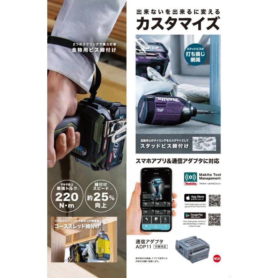 マキタ（makita） 40Vmax(2.5Ah)充電式インパクトドライバ TD002GRDX