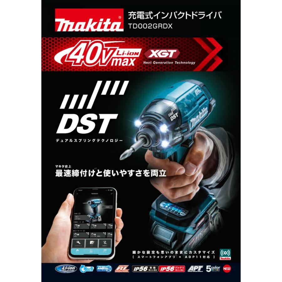 マキタ（makita） 40Vmax(2.5Ah)充電式インパクトドライバ TD002GRDXB 