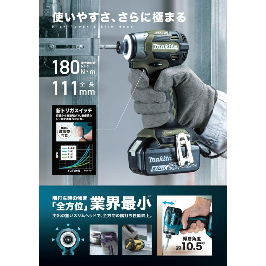 マキタ 18V(6.0Ah)充電式インパクトドライバ TD173DRGXO マキタ 18V(6.0Ah)充電式インパクトドライバ TD173DRGXO