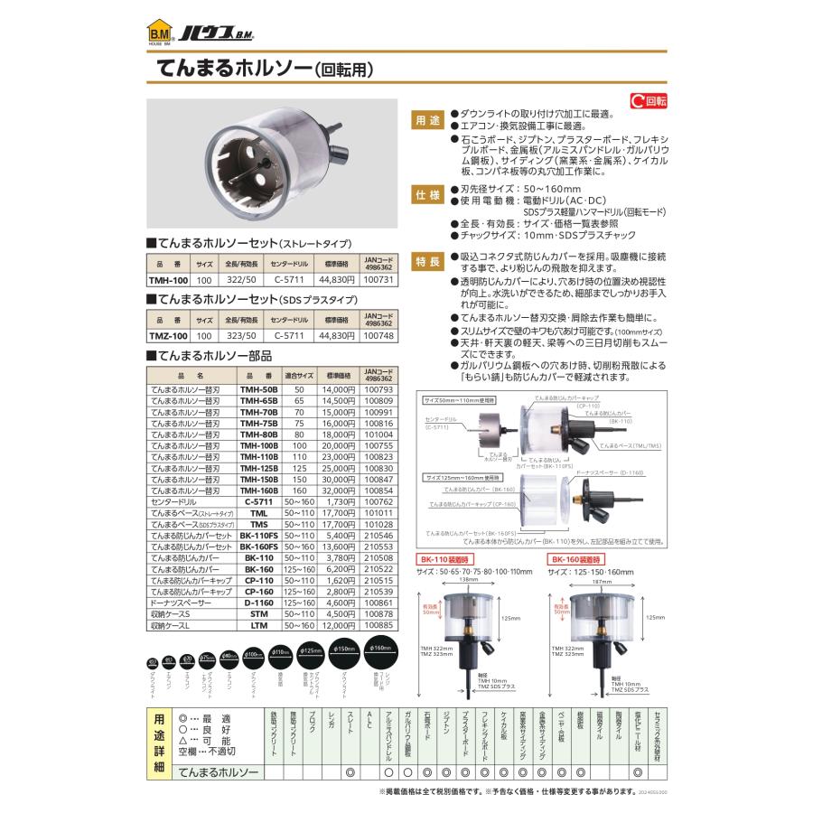 ハウスビーエム ハウスBM 吸込コネクタ式てんまるホルソーセット(回転