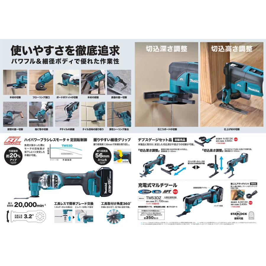 マキタ（makita） 18V充電式マルチツール TM53DZ 本体のみ : プロ