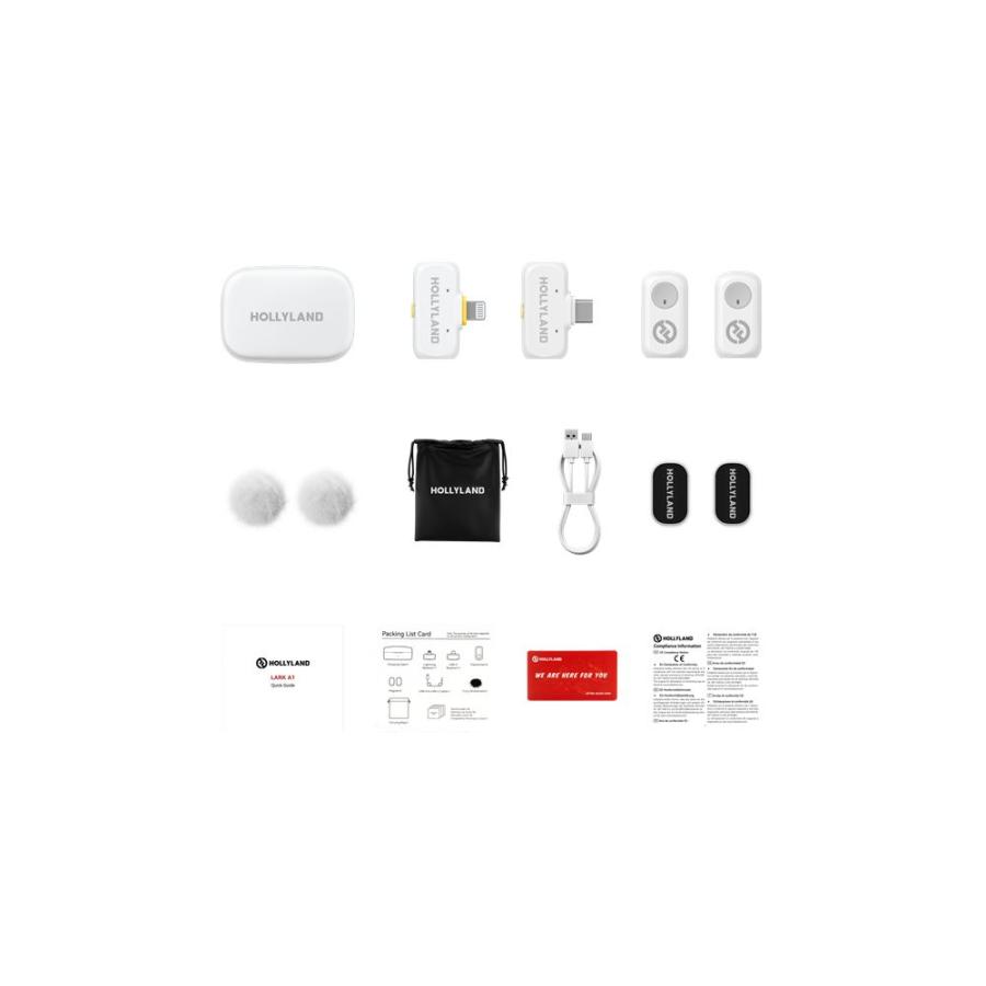 Hollyland LARK A1 Combo (Ivory White, with USB-C RX + Lightning