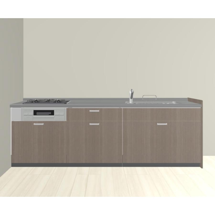 シエラ 壁付I型 間口255cm奥行60cm高さ85cm 基本プラン 3口 シエラ 壁付I型 間口255cm奥行60cm高さ85cm 基本プラン 3口