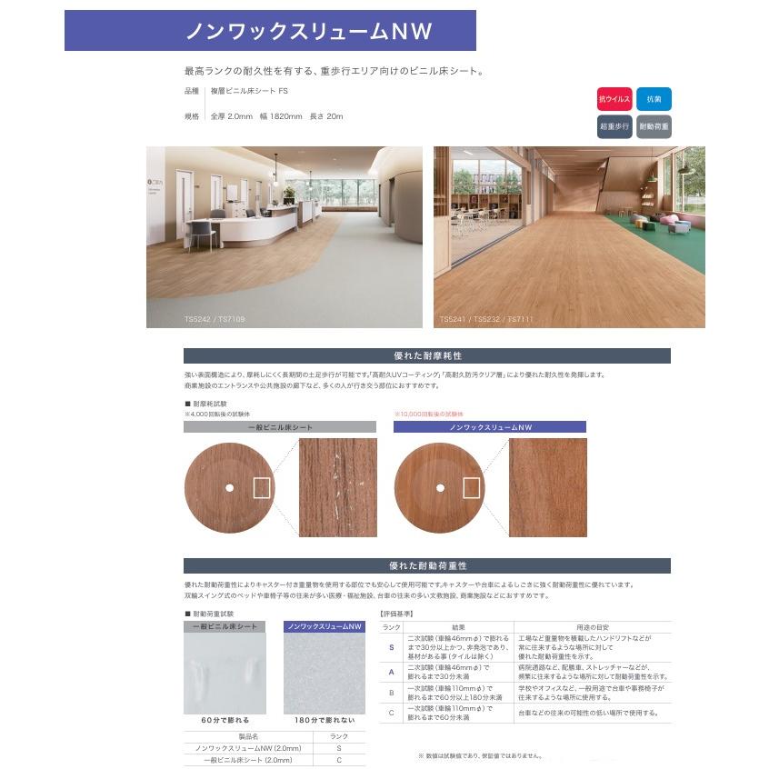 東リ（TOLI） ノンワックスリュームNW 木目調 2.0mm厚 182cm幅 TS5210