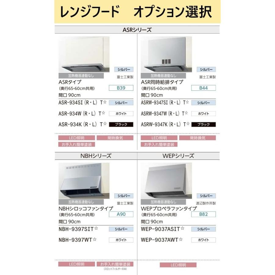 壁付I型 スライドストッカープラン 間口285cm奥行65cm 扉色選択可能 ウォールユニット無 食洗機無システムキッチン リクシル シエラ ...