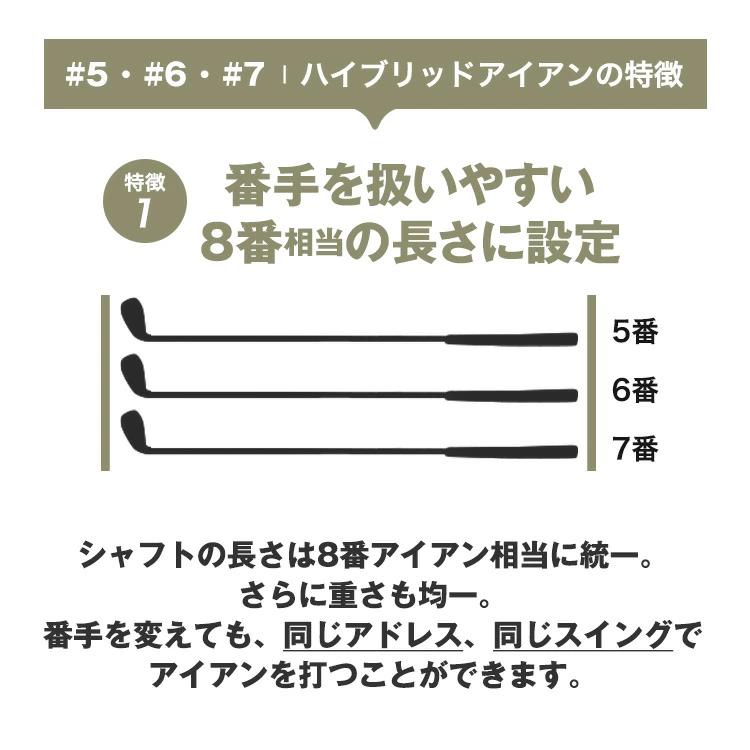 ハイブリッド ワンレングス アイアン  5番 6番 7番 ＋ CNC A 8番 9番 PW 6本セット ピッチングウェッジ NS製シャフトの画像