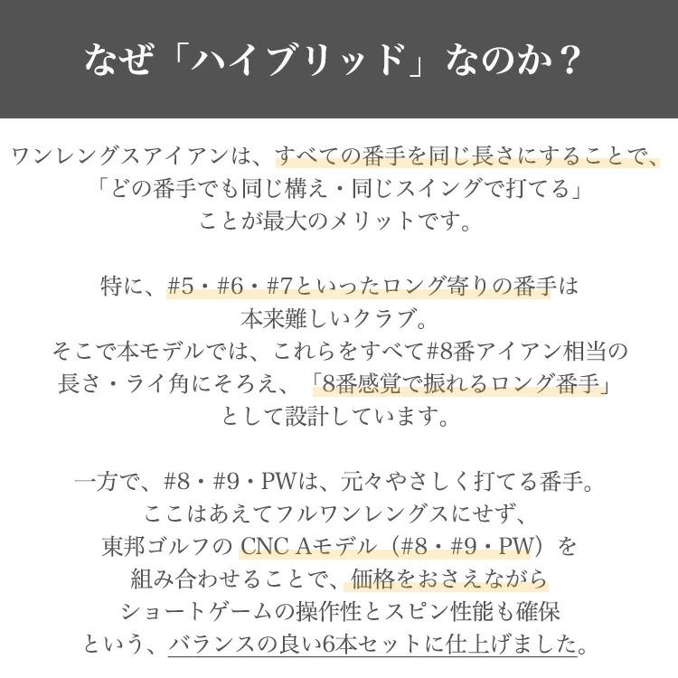 ハイブリッド ワンレングス アイアン  5番 6番 7番 ＋ CNC A 8番 9番 PW 6本セット ピッチングウェッジ NS製シャフトの画像