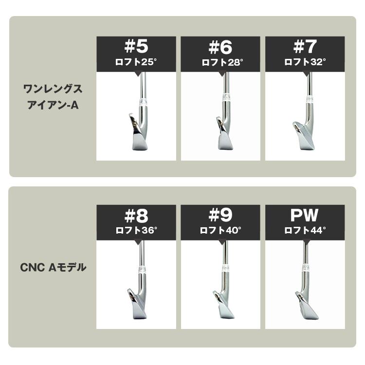 ハイブリッド ワンレングス アイアン  5番 6番 7番 ＋ CNC A 8番 9番 PW 6本セット ピッチングウェッジ NS製シャフトの画像