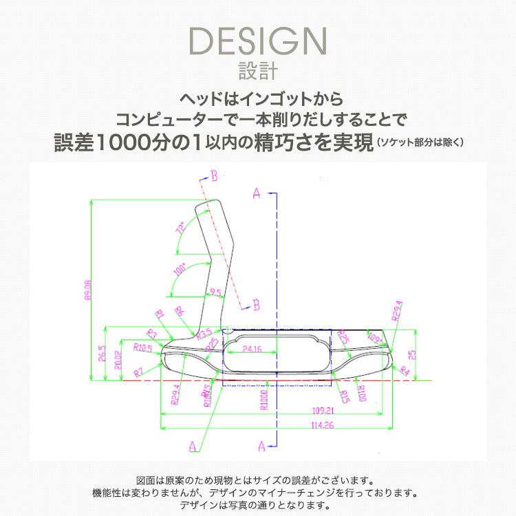 スピンコントロール 軟鉄削出しパター ピンタイプ 黒染め仕上げ