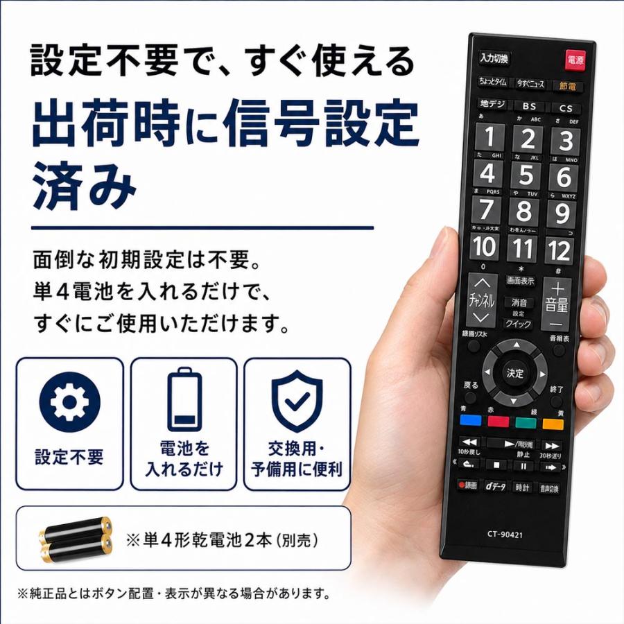 REGZA（レグザ） CT-90421代用テレビリモコン 互換 東芝液晶テレビ for