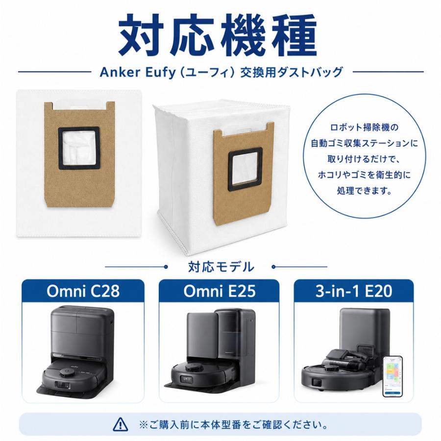 eufy ロボット掃除機本体 グレー　ダストバッグ3個付き Eufy（Anker） 12個 Eufy 交換用ダストバッグ Omni C28 E25 3-in-1 E20