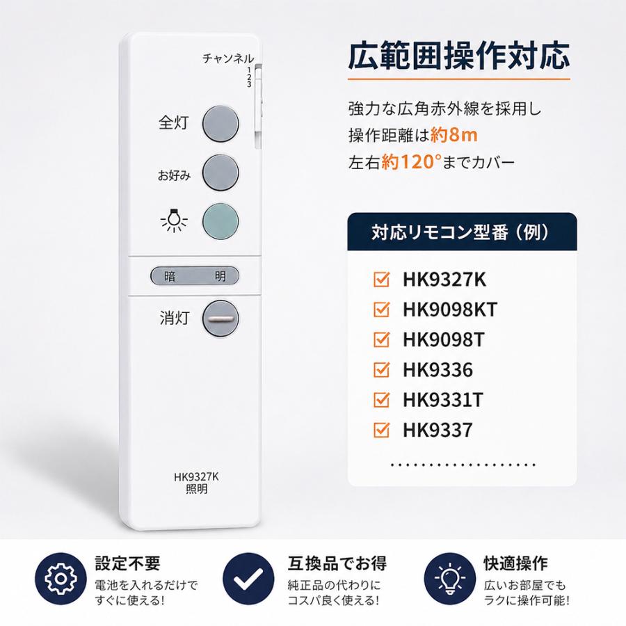 Panasonic（パナソニック） シーリングライト リモコン HK9327K 互換