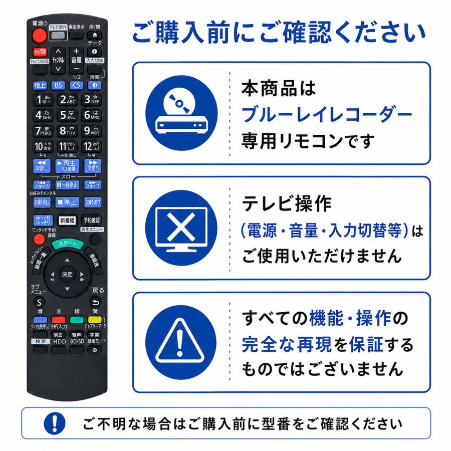 Panasonic（パナソニック） リモコン N2QAYB001056 互換 ブルーレイ