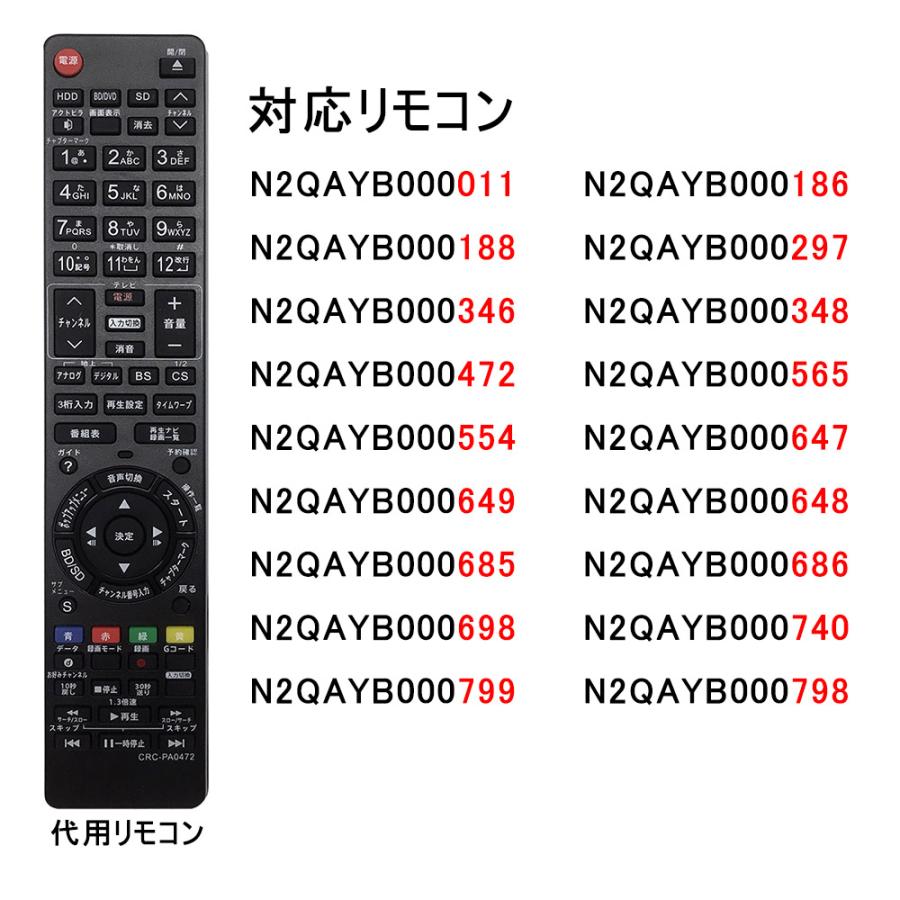 N2QAYB000554 リモコン 互換 リプレイスリモコン fit for パナソニック