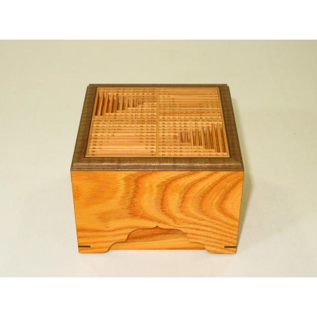 将棋駒箱 大橋利一作銘入欅創作組子将棋駒箱/新品オリジナル箱付