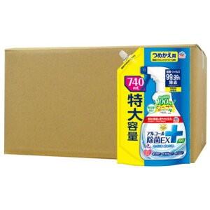 アース製薬 らくハピ アルコール除菌EX つめかえ 740ml ×12 除菌・消臭｜toilet-labo