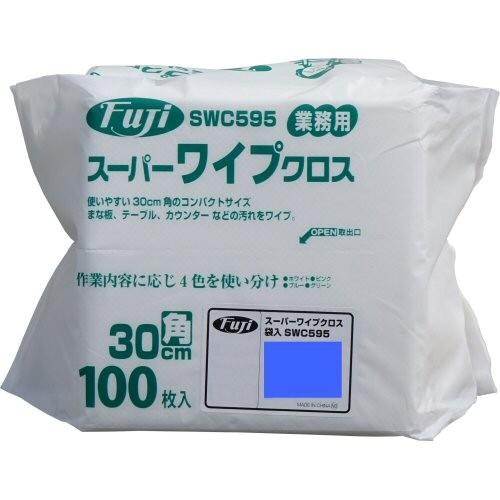 スーパーワイプクロス 袋入 薄手 ブルー 30cm角 (958300) 100枚×18袋 