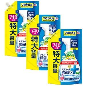 アース製薬 らくハピ アルコール除菌EX つめかえ 740ml ×3 除菌・消臭｜toilet-labo