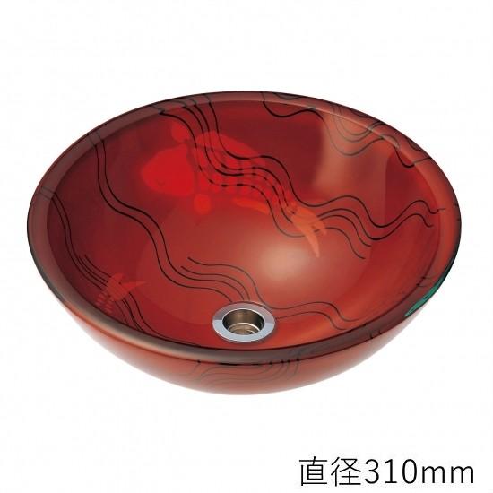 安い購入 洗面ボウル 手洗い器 おしゃれ トイレ 玄関 ガラス 遊魚 直径310mm 100 本物保証 Artmedia Ba