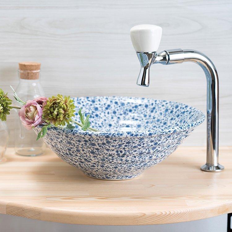 トイレ手洗い器 セット おしゃれ ブルーフラワー 3mm 単水栓2点 といれたす Yahooショッピング店 通販 Yahoo ショッピング