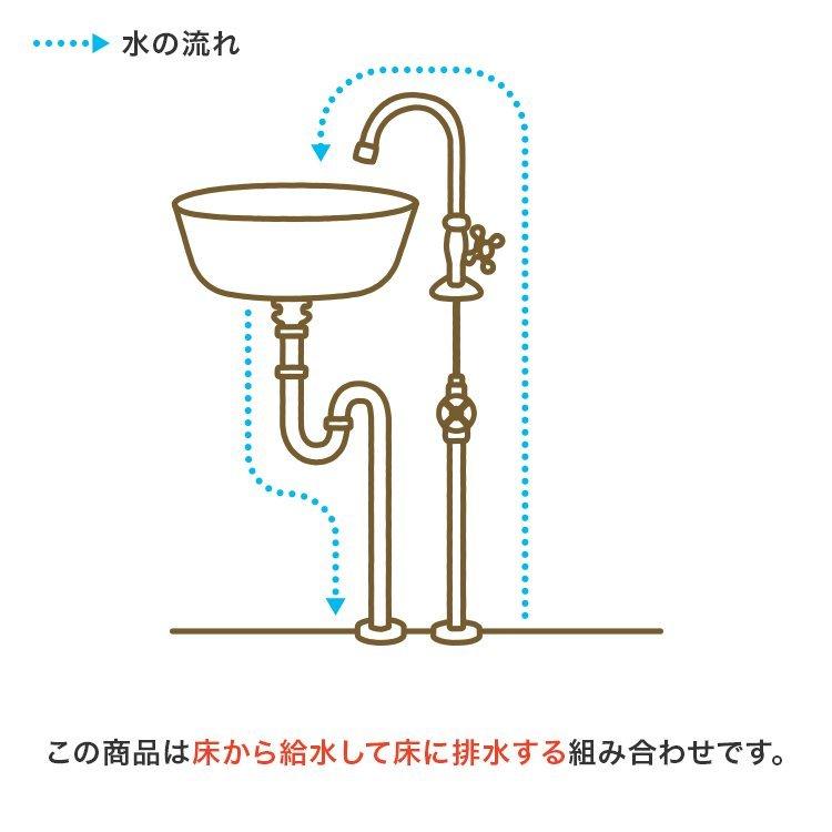 手洗い器 セット おしゃれ 立豆栓 床給排水シルバー｜toiletas｜06