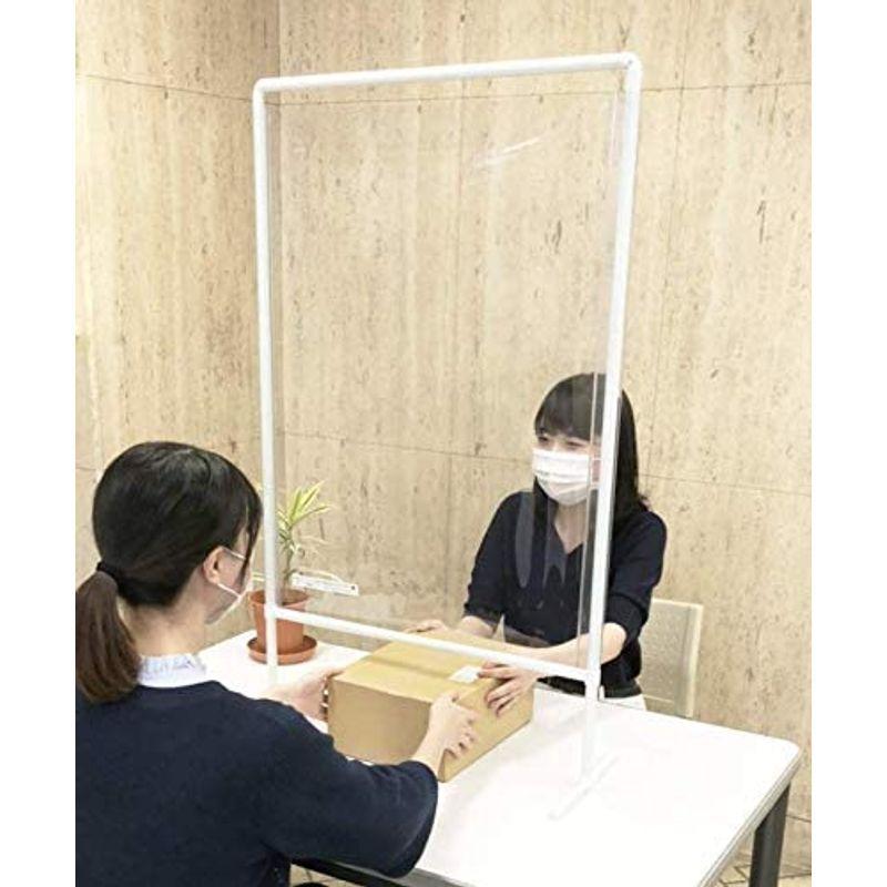 日本製銀イオン抗菌剤配合 窓付簡単組立 飛沫防止 透明パーテーション 