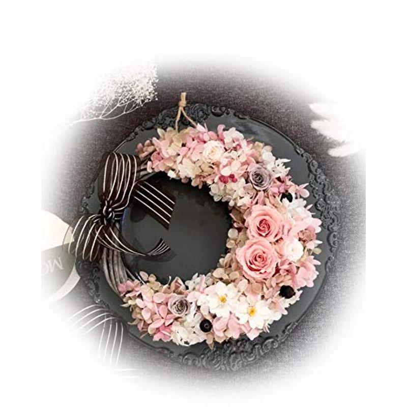 Lulu S ルルズ ルルズ バラとジニアのリース キット ピンク プリザーブドフラワー ドライフラワー ナチュラルリース 直径約23cm サイズ ナチュラルリース トイズファミリー 厚み約7