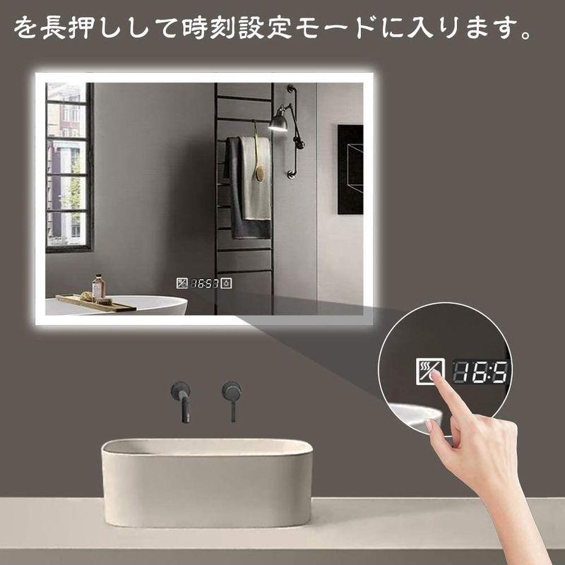 市場 予約販売 壁掛け鏡 洗面所鏡 くもらない おしゃれ Ledミラー 壁掛けled丸鏡 浴室鏡 くもり止め 照明付き洗面鏡