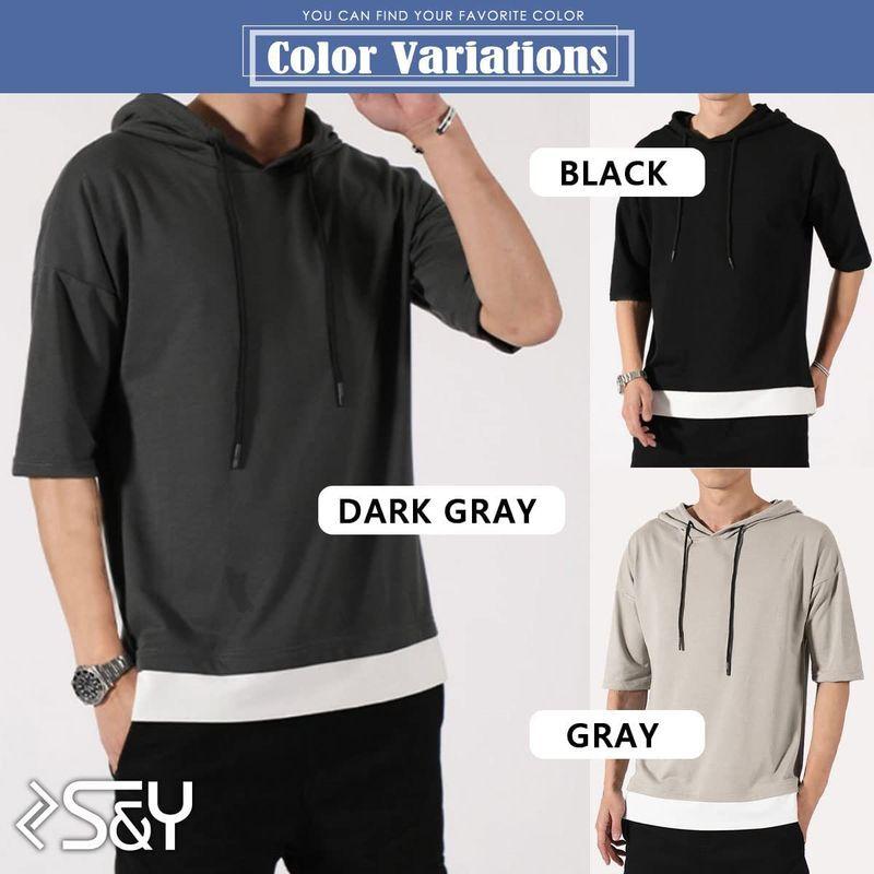 ゴルフウェア メンズ 長袖 ポロシャツ 重ね着 ダークグレー M 高価値セリー