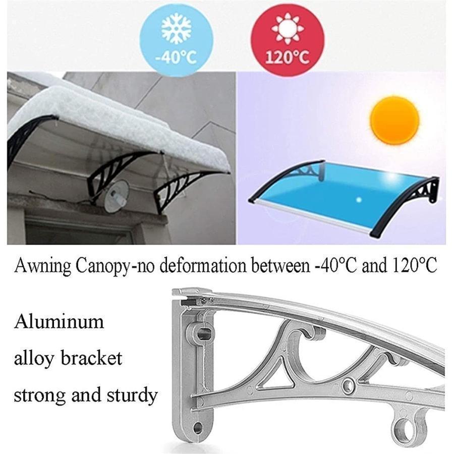 庇 後付け 屋根庇 住宅用ひさし 日除けの窓のポリカーボネートの窓のドアの日除けの天蓋、黒いブラケット、屋外の雨および雪の保護テラスの小屋｜toistore｜04