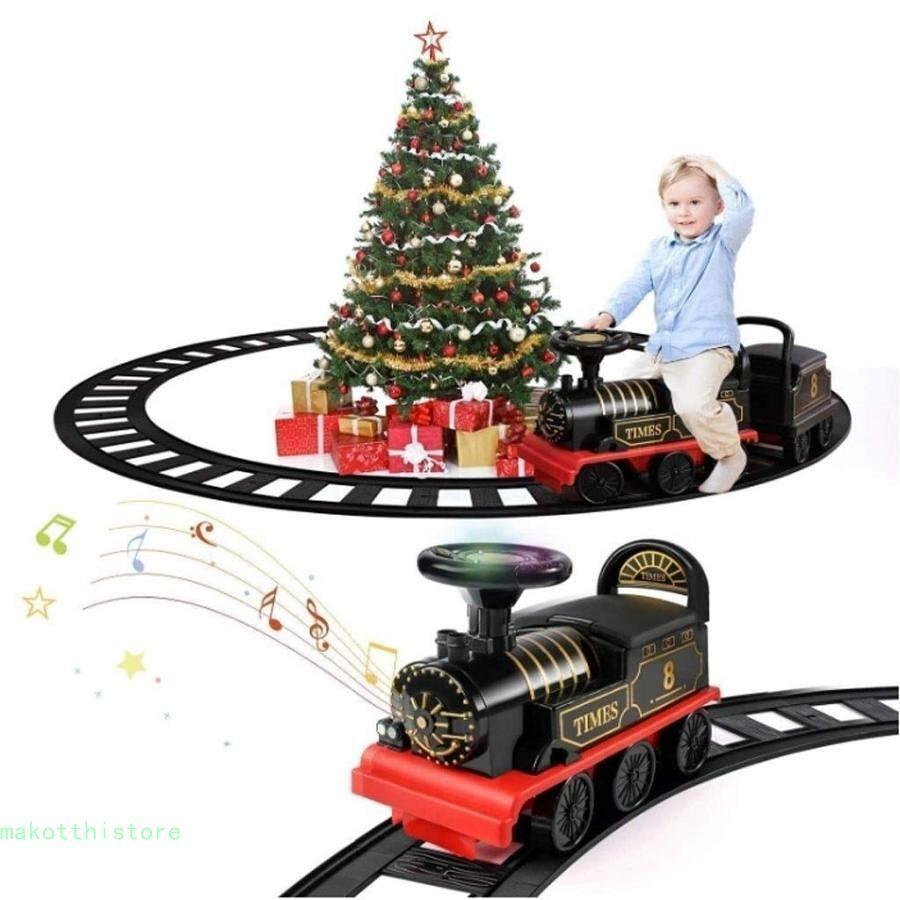 クリアランス売れ済 電車のおもちゃセット付きトラック電気自動車子供の男の子と女の子の電動4輪車用音と光、子供のクリスマスプレゼント付き (色 : S)