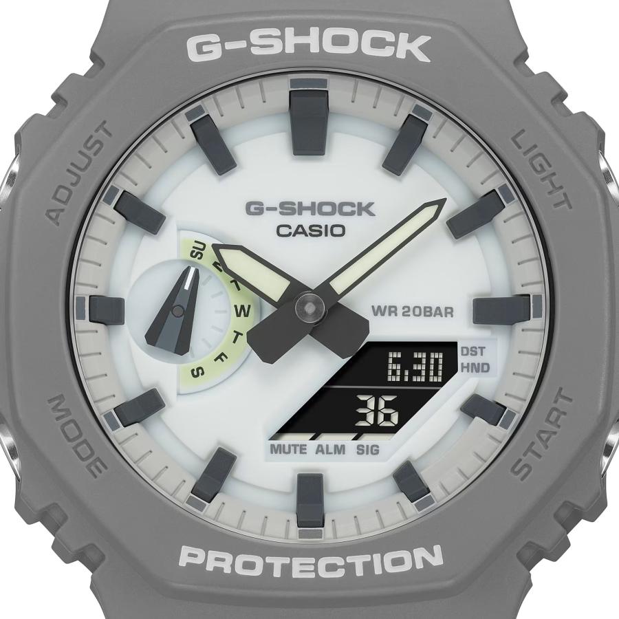 G-SHOCK ジーショック GA-2100HD-8AJF 蓄光パーツ HIDDEN GLOWシリーズ オクタゴン 樹脂バンド グレー×ホワイト メンズ 腕時計 CASIO カシオ 国内正規品｜tokei-akashiya｜02