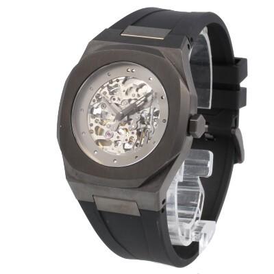 D1 MILANO ディーワンミラノ A-SK02 Automatic オートマチック スケルトン 腕時計 メンズ ラバー ブラック ガンメタル