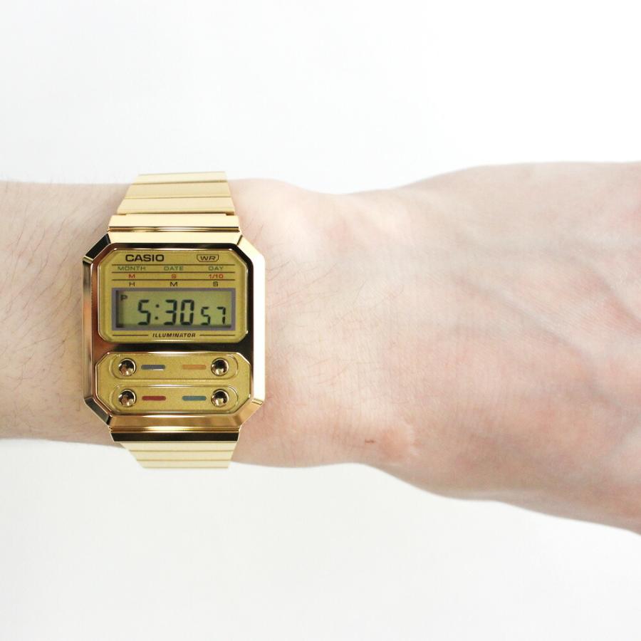 CASIO カシオ チープカシオ チプカシ 腕時計 時計 ユニセックス メンズ レディース クオーツ デジタル 樹脂 ステンレス ゴールド  A100WEG-9A 1年保証