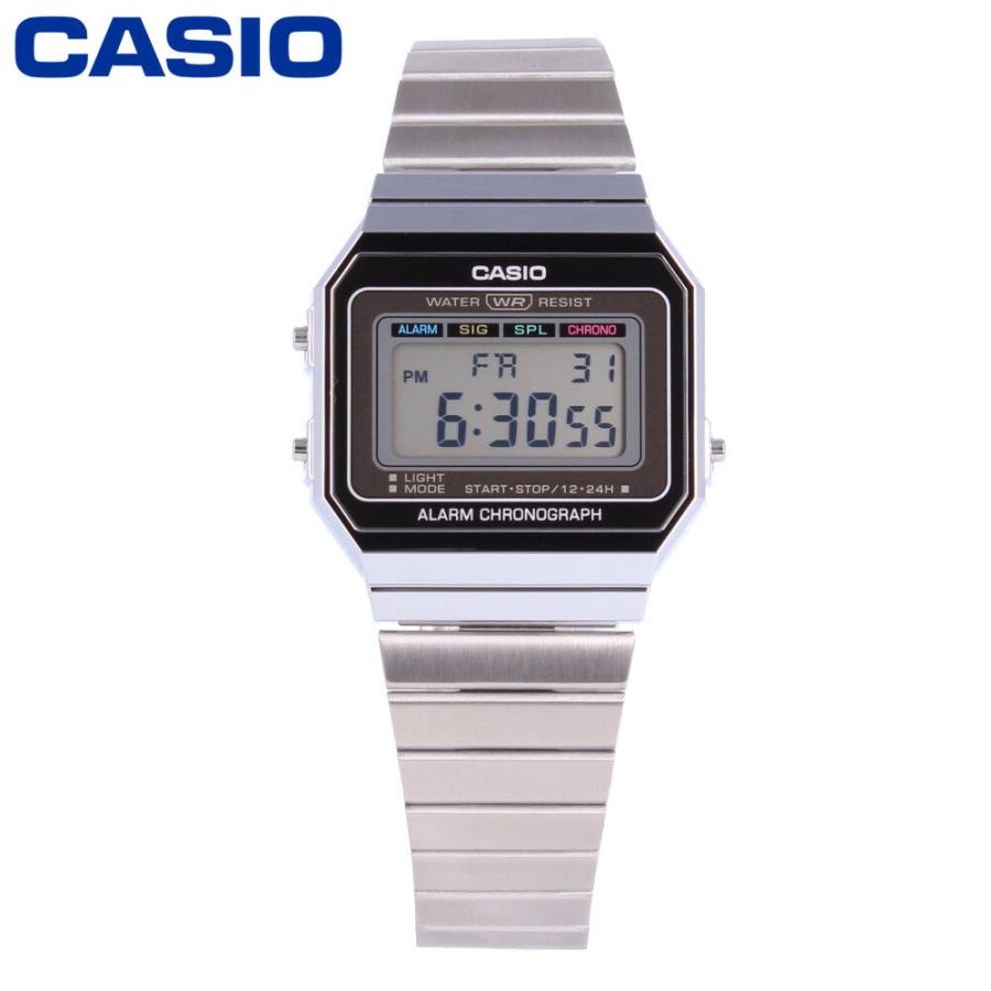 CASIO カシオ カシオスタンダード 腕時計 時計 メンズ レディース ユニセックス デジタル クオーツ メタル シルバー ブラック A700W-1A 母の日｜tokei-tokia