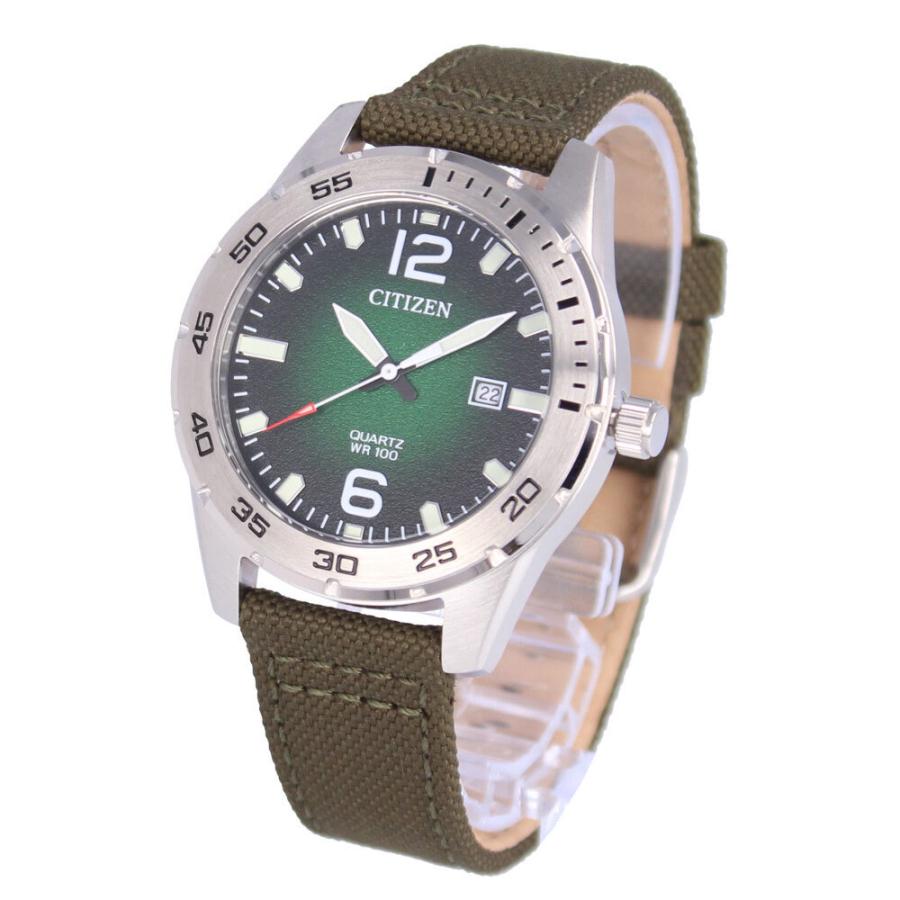 CITIZEN シチズン腕時計 メンズ クオーツ 3針 ナイロン レザー カーキ